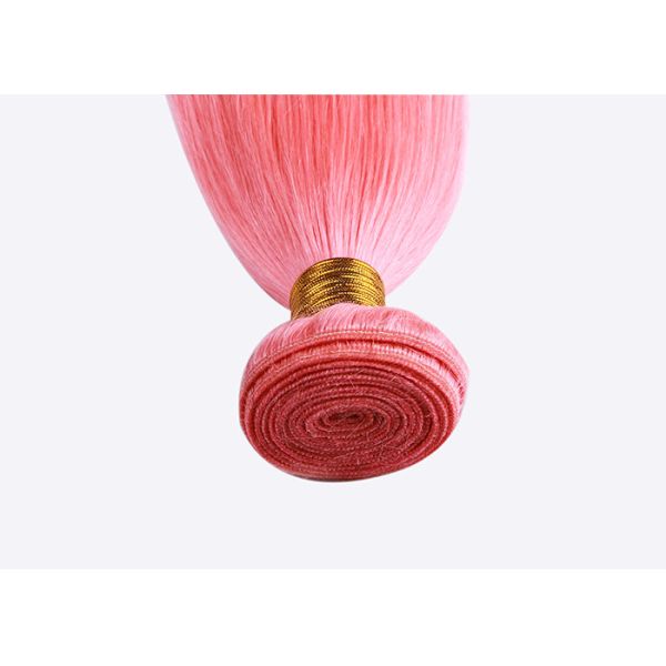 Customized Pink Virgin Human Long Hair Extensions 30 Inches Shedding Free