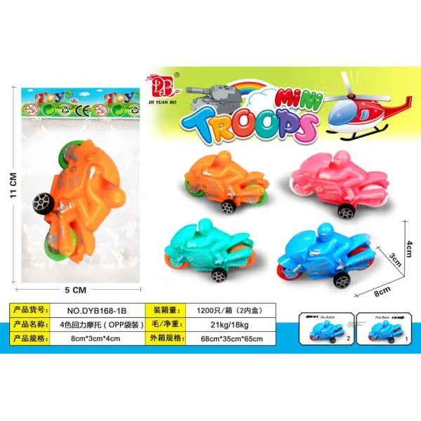 Friction Return Motorcycle Small Toy Car Four Small Plastic Motorcycle Small Boy OPP Packaging Material Safety Inertia Car
