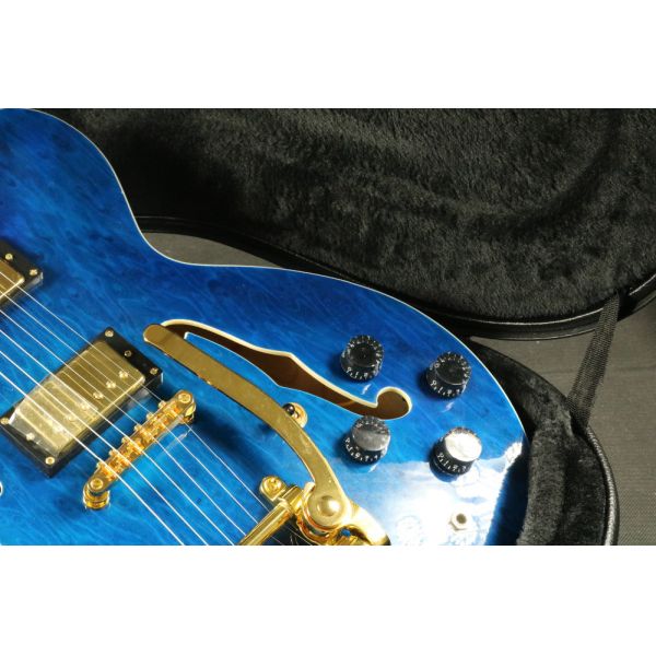 High Quality blue quilted maple top fretboard binding 6string hollow body 335 345 325 hollow guitar Guitar