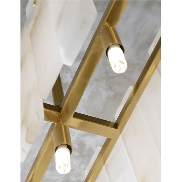Iron Scagliola High End Pendant Lights With Marble Lampshade
