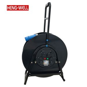 Portable Retractable Power Cable Reel with Sockets for Home Workshop Garage Use