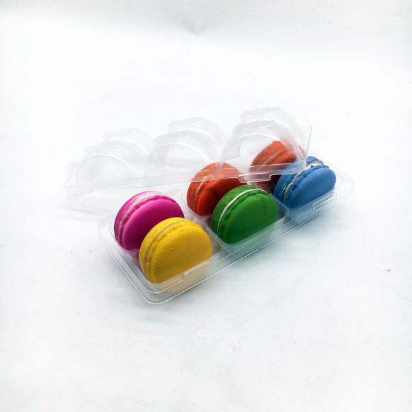 Buy 6 Holes Sugar PET Macaron Box Packaging Macaron Box With Clear Sleeve at wholesale prices