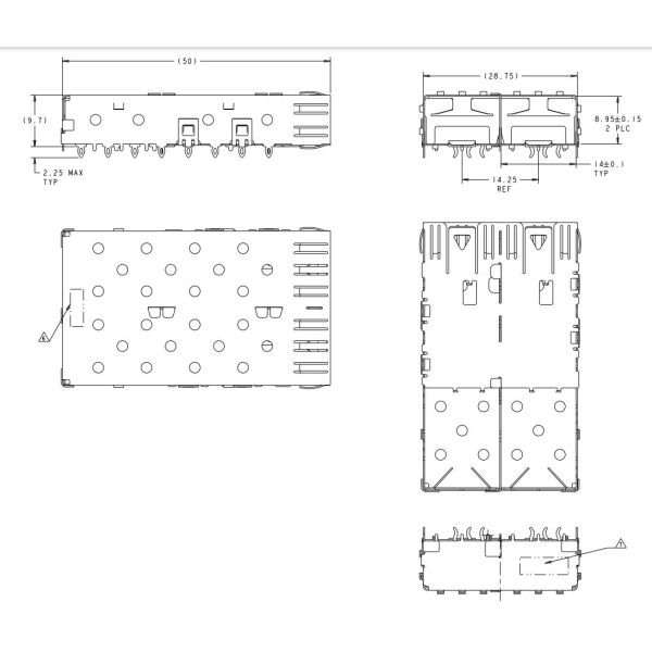 1761014-3 SFP Cage 4 Gb/s 1 x 2 Port Press-Fit Through Hole