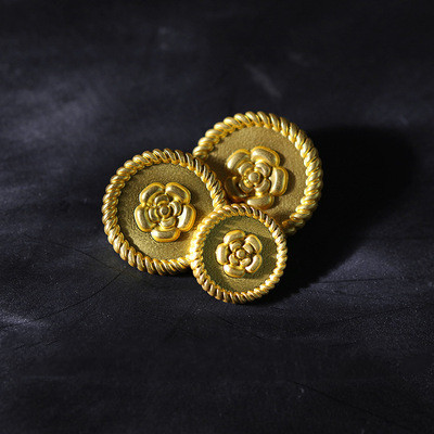 18mm light gold metal flower shape round high feet decorative jacket sweater coat button suit button
