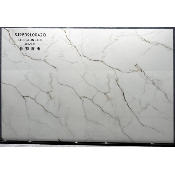 900x1800x9mm Polished Glazed Porcelain Tile Light Yellow Indoor Floor Wall