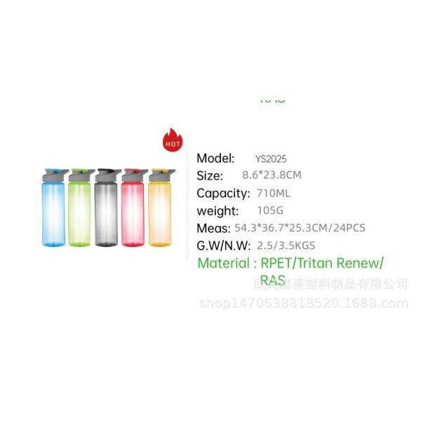 Renewable Flip-Top RPET Water Bottle TRITAN Handle Design Single-Layer Advertising Cup
