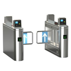 Bank Swing Barrier Automatic Turnstiles RFID Swing Glass Gate For Access Control