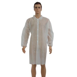 China Unisex 30g Non Woven Disposable Lab Coat With Velcro on sale