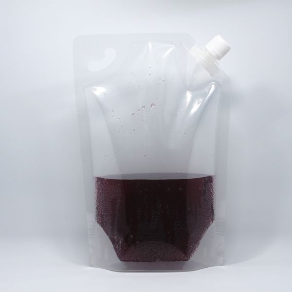 4oz 8oz 16oz 32oz PA/PE Stand up Transparent Spout Bag for Wine Packaging