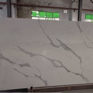 Nebulous Calacatta Quartz Stone For Kitchen Countertop Surface