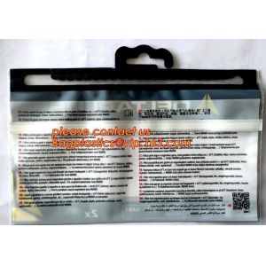 Hooking Plastic Bag For Clothing Clear PVC Pouch With Slide or Self Sealing