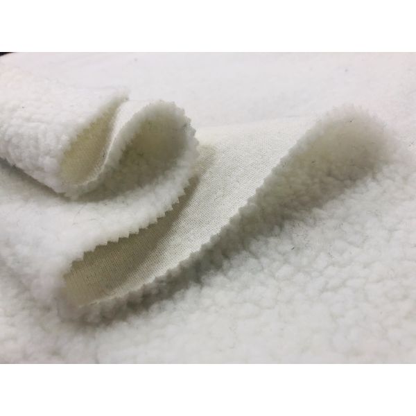 320GSM Woollike Sherpa Fleece Material For Clothing White 100 Percent Polyester
