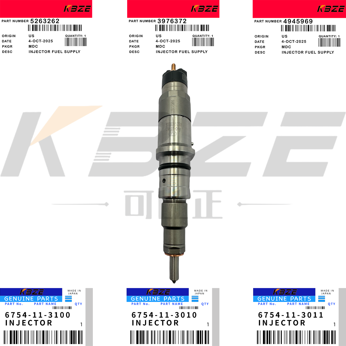 KBZE 6754-11-3100 6754-11-3010 KOMATSU S4D107 S6D107 NOZZLE FUEL INJECTOR ASSY