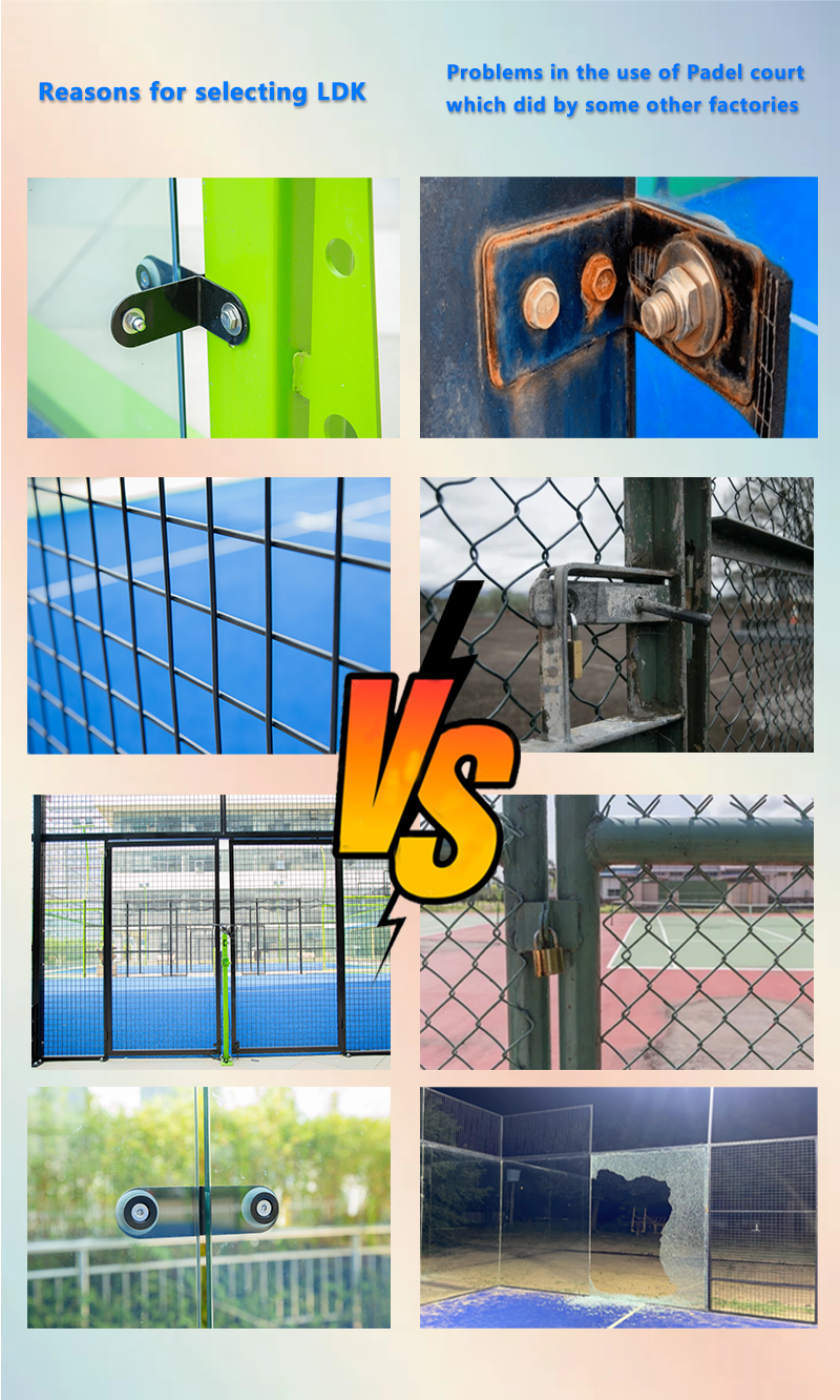 Comparison showing our padel court quality versus competitors