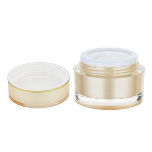50g empty cosmetic cream jar yellow Round Acrylic Double-Layer Plastic Eye Cream