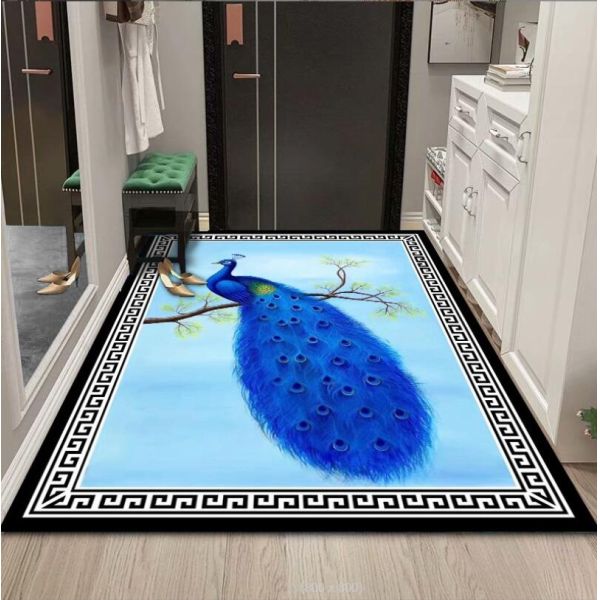 Polyester Fiber Entrance Door And Living Room Floor Carpet Plant And Flower Chinese Style