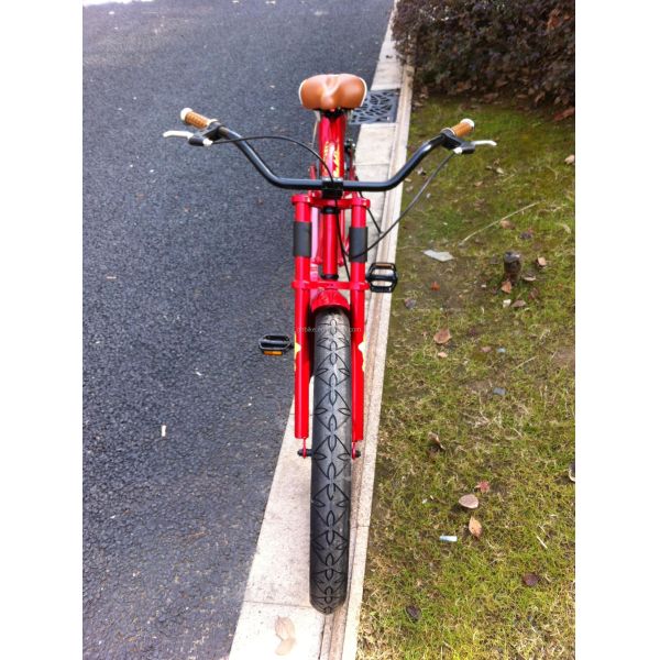 24 Inch Red Color Long Chopper Cruiser Bike with 24*3.0 Tire and Aluminum Alloy Rim