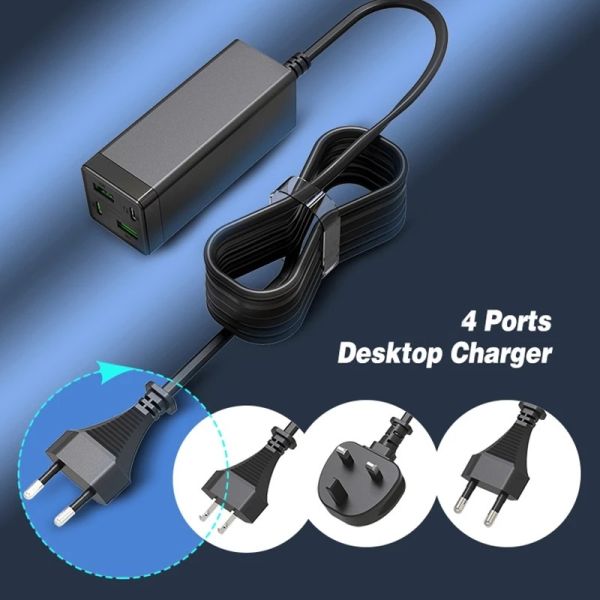 Fast Desktop GaN Laptop Charger PD 78W AC 4 USB Ports