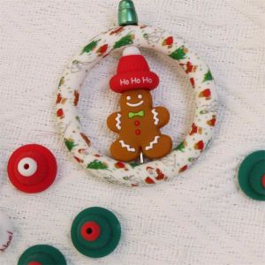 China Silicone O Ring Beads Safe And Non-Toxic Silicone 3D Christmas Hat Beads on sale