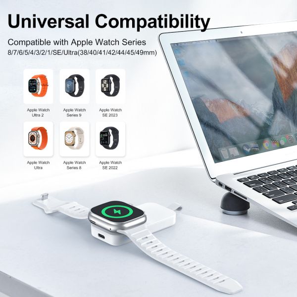 1000mAh Black/White Power Bank IWatches Charger with 4 LED Indicator
