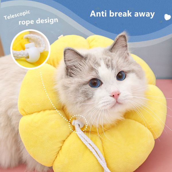 Cat Elizabeth Ring Warm Anti Licking Pet Training Collars Yellow