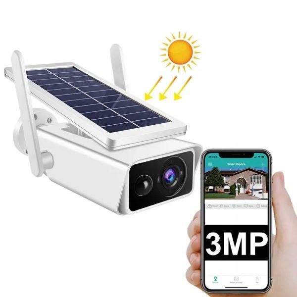Solar Security Camera Outdoor 360 Degree Motion Detection And Siren Wireless