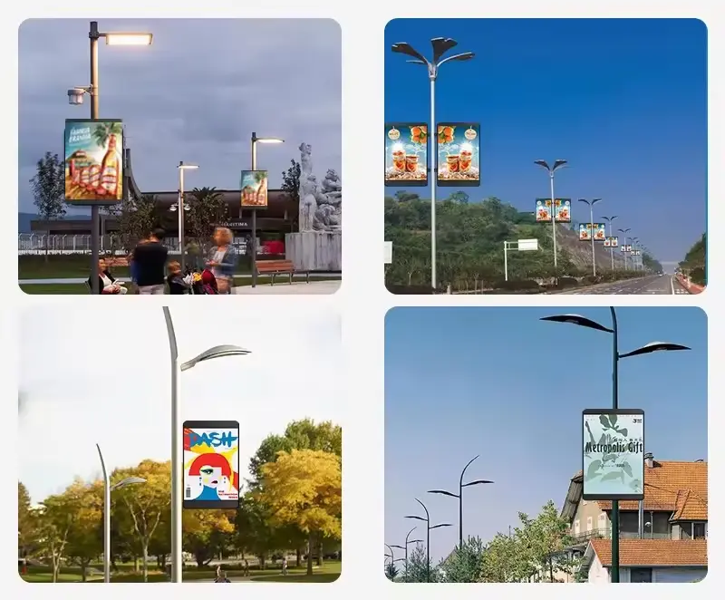 P4 Outdoor Street Light Pole LED Display Standing Street LED Screen