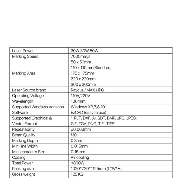 20W 30W Desktop Co2 Fiber Laser Marking Machine