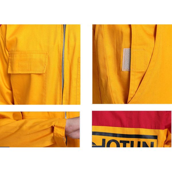 Orange Automotive Industrial Work Uniforms With Velcro Removable Wristband