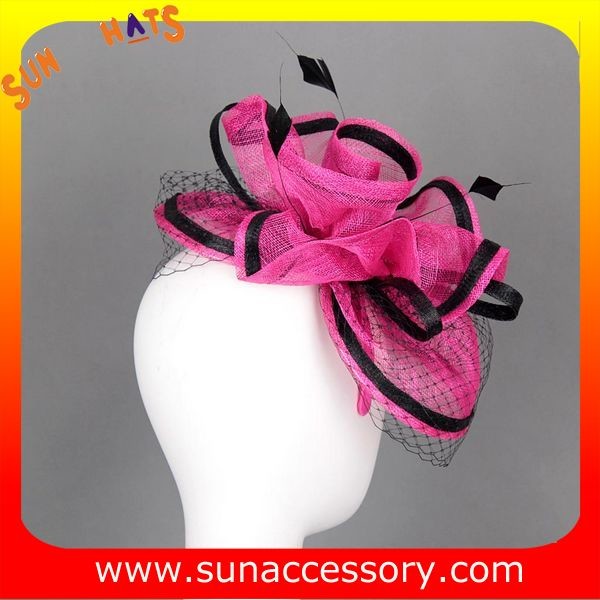 0918 hot sale fashion sinamay fascinators hats and caps with veil ,Fancy Sinamay fascinator from Sun Accessory