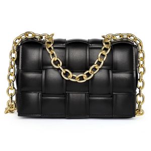 Weave Flap Womens Leather Messenger Bag PU Leather Crossbody Bag