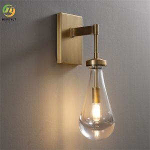 Drops Blown Glass Gold Modern Wall Light For Bedroom Living Room
