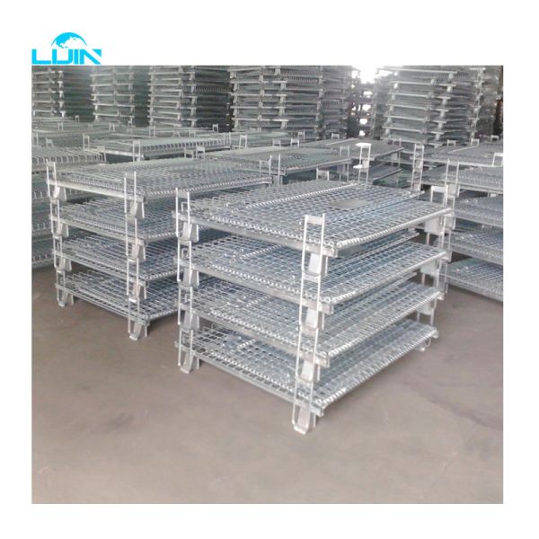 Buy Collapsible / Folding Welded European Metal Steel Wire Mesh Pallet Cage at wholesale prices