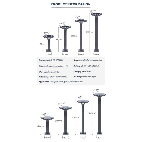 CE Certified Square Landscape LED Solar Pathway Lights IP65 For Villas Decorative