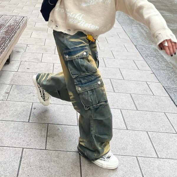 Custom Men Joggers Jeans Cargo Pant Flared Baggy Oversized Streetwear Sweatpants Men Casual Sweat Track Jeans Pants for Men