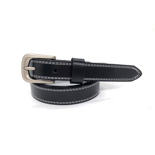 Buy 25mm Width Black Women'S Fashion Leather Belts With Double Stitching at wholesale prices