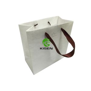 Elegant Luxury Paper Grocery Bags , Easy To Carry Plain Paper Bags With Ribbon