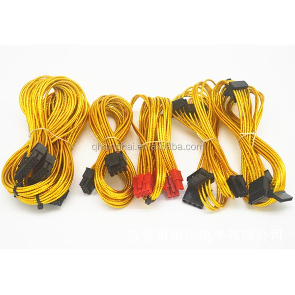 Modular Computer Cable Kits for Power Supply Extension Cable 18AWG with Extra-Sleeved 24 Pin 8Pin 6Pin