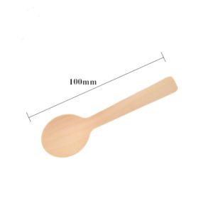 100mm Birchwood Disposable Wooden Dessert Spoons For Eating 100 Pcs