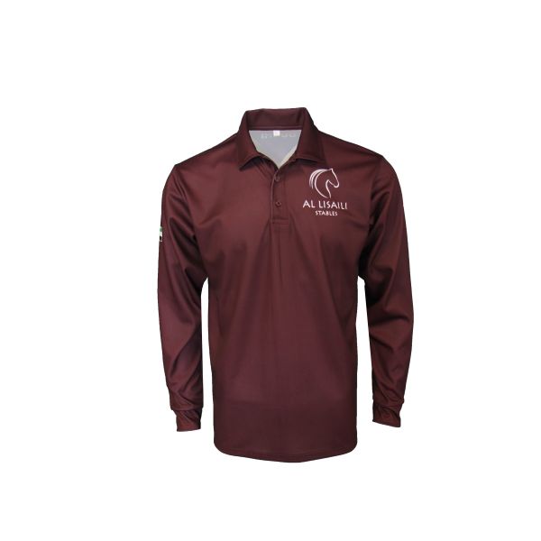 180GSM Lapel Collar Long Sleeve Men Burgundy Shirt With Buttons Sublimation Printing