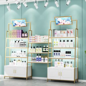 Medical Cosmetic Display Rack Stand Display Wall Cabinet Gold