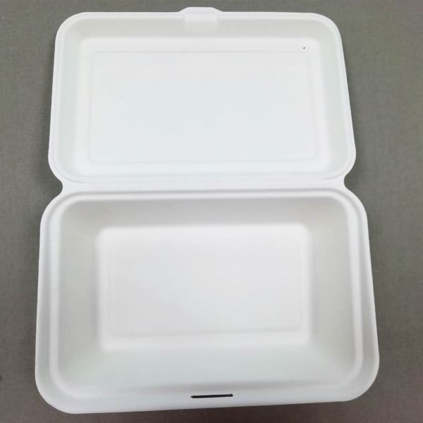 9x6 Inch(715ml) Sugarcane Clamshell Biodegradable Bento Lunch Box-Eco Friendly,