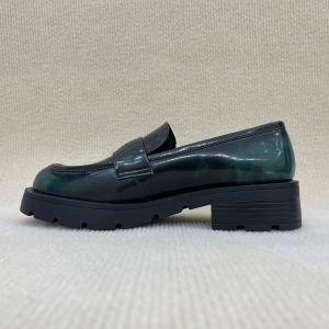Fashion Green Platform Loafers Modern Leather Platform Loafers