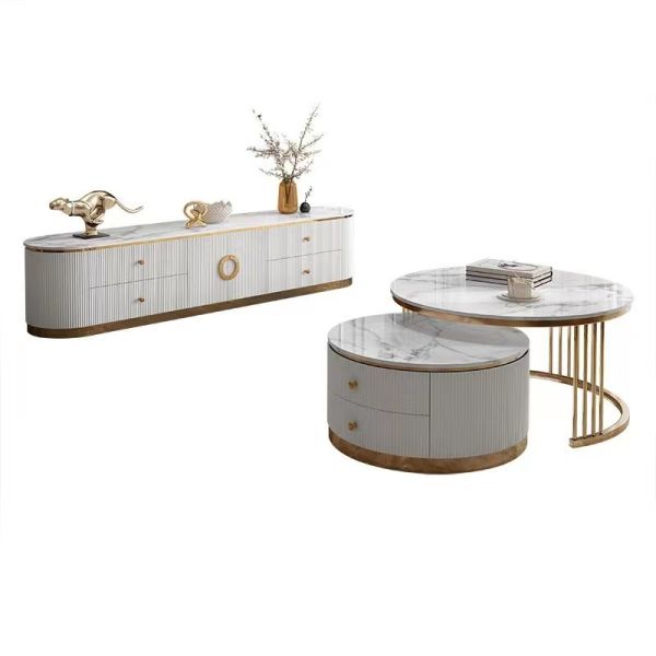 Buy Villa Hotel  TV Cabinets Modern Living Room Furniture Stainless Steel LCD TV Console at wholesale prices