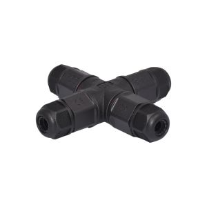 High Current Connector Power Wire Cross Type Four Way IP68 Waterproof Connector