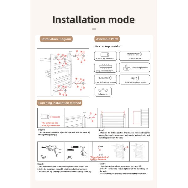 Electric Heated Space Aluminum Bathroom Towel Warmer and Drying Rack for Modern Design