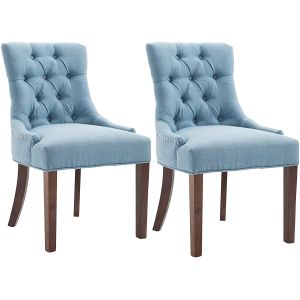 Upholstered Fabric High Back Fabric Dining Chairs With Nailhead OEM Available