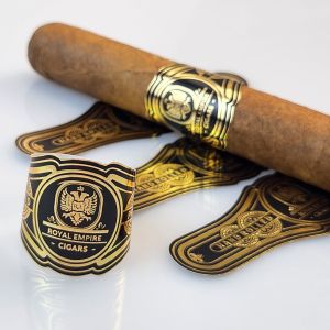 Quality 2025 Hot Sale Waterproof High Quality Custom Cigar Label Gold Foil Printing with Private Logo &amp; Brands Embossed Printing Quick Sticker for sale