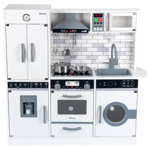 Large 82.5cm Refrigerator Wooden Miniature Kitchen Set Stove White Black