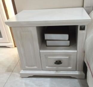 Buy Bedroom White Wooden Bedside Table / Left Side Small Bedside Drawers at wholesale prices